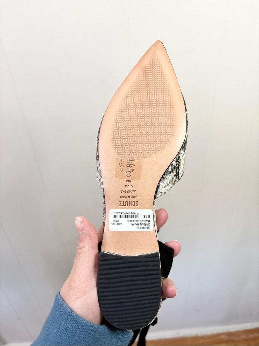 Schutz Barbrah Snake Print Lace-Up d'Orsay Flats Tuckernuck size 6.5 new - Picture 7 of 8